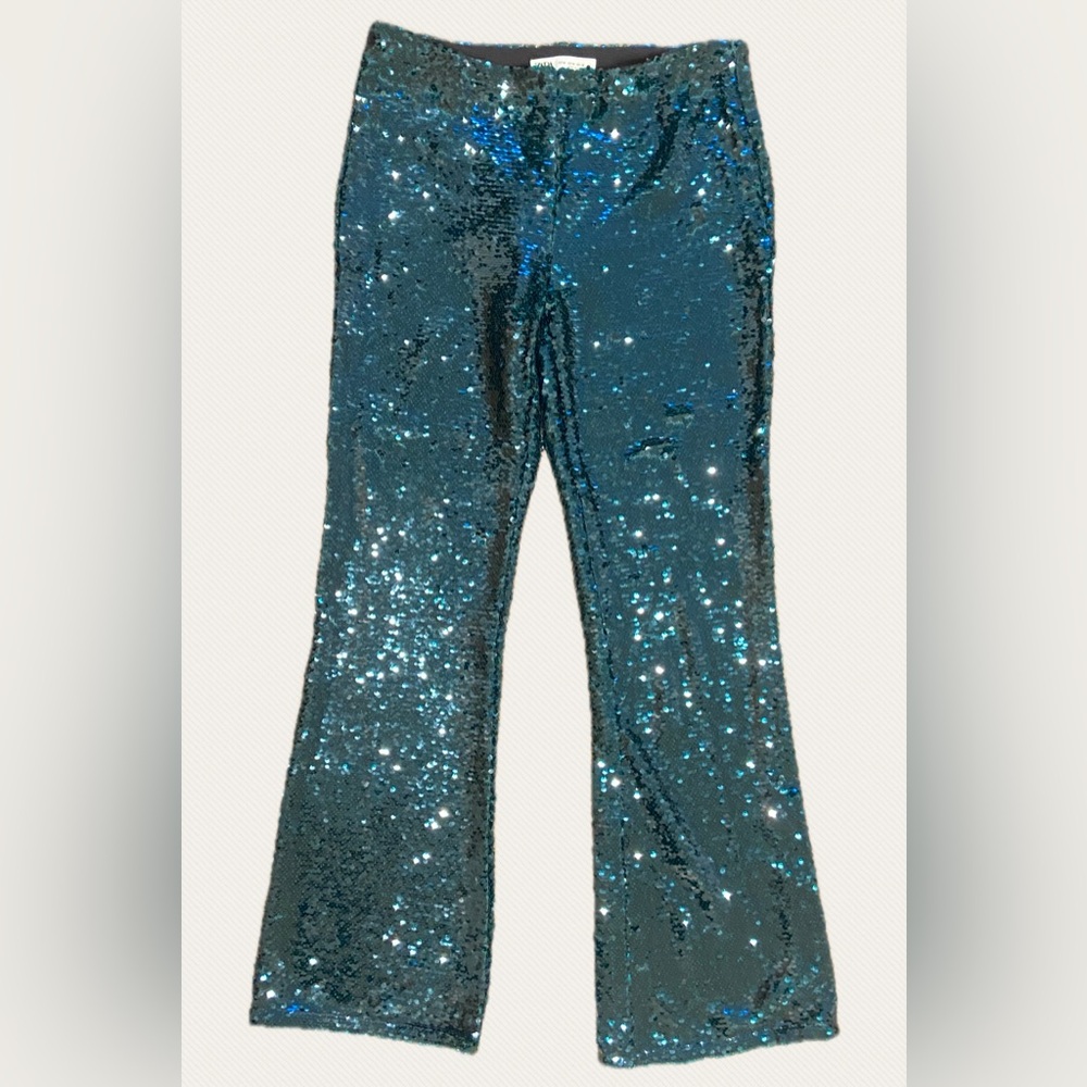 Zara Shimmering Green Sequin Pants